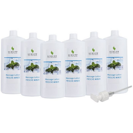Massage - Lotion Frische Minze (Schupp)
6 x 1 Liter + Dosierspender